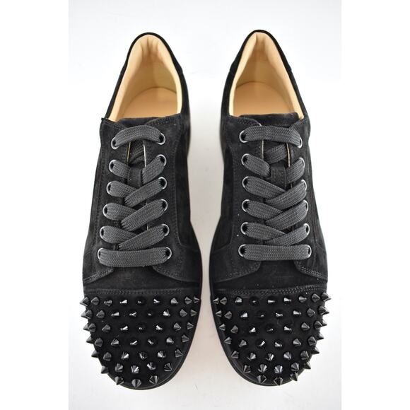 Christian Louboutin Vieira Spikes Flat Black Suede Lace Up Low Top Sneaker 40.5 - Picture 7 of 12